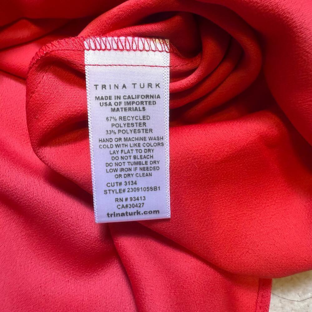Trina Turk Chihiro Top Size Small Flowy Red Crepe Bold Colorful - Picture 8 of 8